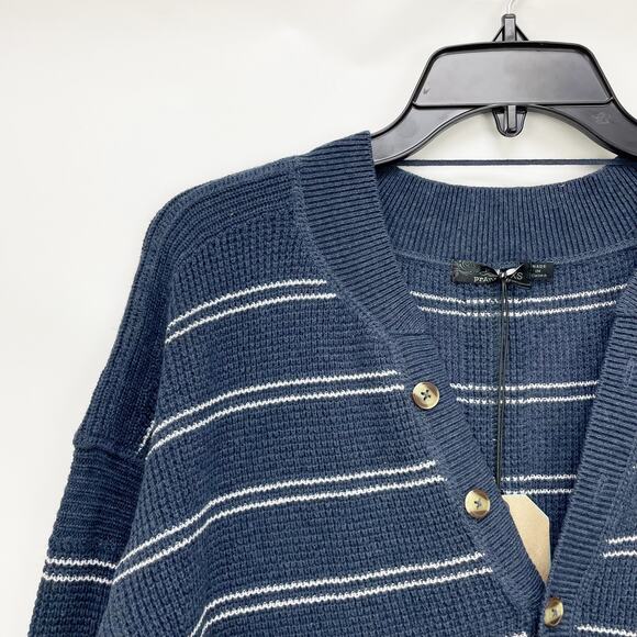 prAna Womens Milani Henley Dress Small Nautical Stripe Blue NWT - Picture 3 of 9